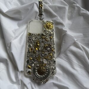 Handcrafted Oxidized Boho Metal Phone Case with Charm